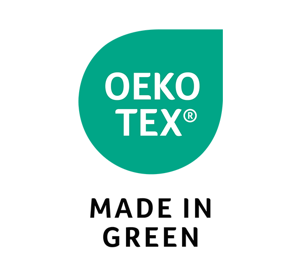 OEKO-TEX® logo with "MADE IN GREEN" text underneath.