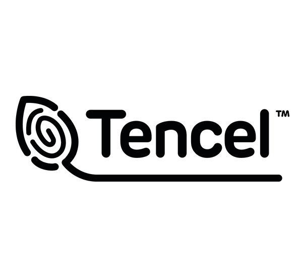 Tencel logo featuring a stylized leaf design on the left.